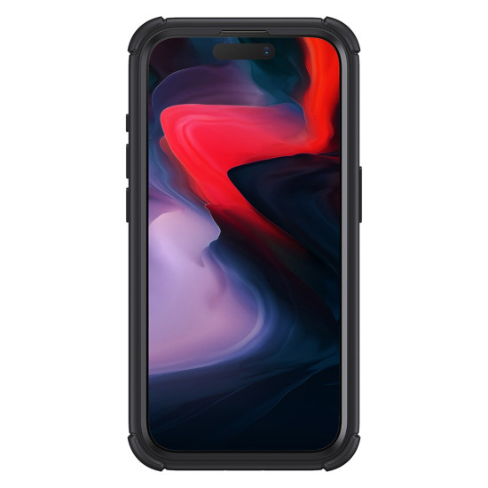 ESR Armor Tough with Stash Stand HaloLock - Ανθεκτική 360° Διάφανη MagSafe Θήκη με Kickstand & Tempered Glass για Φακό Κάμερας - Apple iPhone 15 Pro - Clear / Black (4894240176634)