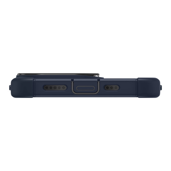 ESR Armor Tough with Stash Stand HaloLock - Ανθεκτική 360° Διάφανη MagSafe Θήκη με Kickstand & Tempered Glass για Φακό Κάμερας - Apple iPhone 15 - Clear / Dark Blue (4894240176603)