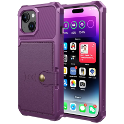HappyCase 3 σε 1 - Θήκη Σιλικόνης με Ενσωματωμένο PU Πορτοφόλι - Apple iPhone 15 - Purple (8719246420795)