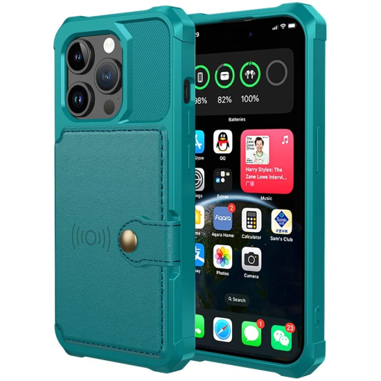 HappyCase 3 σε 1 - Θήκη Σιλικόνης με Ενσωματωμένο PU Πορτοφόλι - Apple iPhone 15 Pro Max - Blue (8719246421228)