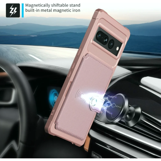 HappyCase 3 σε 1 - Θήκη Σιλικόνης με Ενσωματωμένο PU Πορτοφόλι - Google Pixel 7 Pro - Pink (8719246421044)