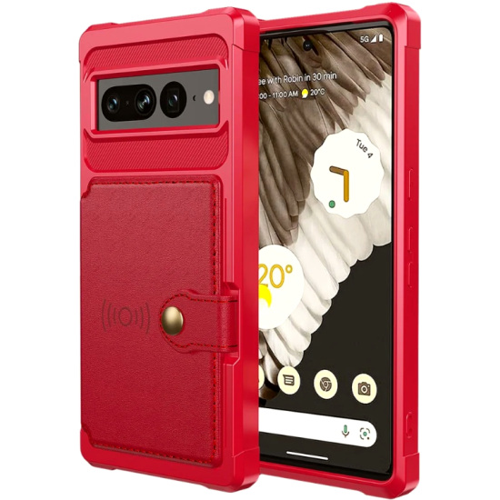 HappyCase 3 σε 1 - Θήκη Σιλικόνης με Ενσωματωμένο PU Πορτοφόλι - Google Pixel 7 Pro - Red (8719246420641)