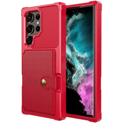 HappyCase 3 σε 1 - Θήκη Σιλικόνης με Ενσωματωμένο PU Πορτοφόλι - Samsung Galaxy S23 Ultra - Red (8719246420764)