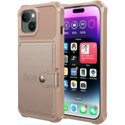 HappyCase 3 σε 1 - Θήκη Σιλικόνης με Ενσωματωμένο PU Πορτοφόλι - Apple iPhone 15 Plus - Pink (8719246421006)