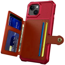 HappyCase 3 σε 1 - Θήκη Σιλικόνης με Ενσωματωμένο PU Πορτοφόλι - Apple iPhone 15 Plus - Red (8719246420603)