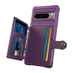 HappyCase 3 σε 1 - Θήκη Σιλικόνης με Ενσωματωμένο PU Πορτοφόλι - Google Pixel 8 Pro - Purple (8719246420870)