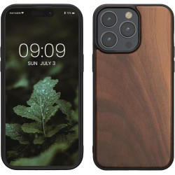 KWmobile Σκληρή Ξύλινη Θήκη με TPU Bumper - Apple iPhone 15 Pro Max - Walnut / Dark Brown (62010.18)
