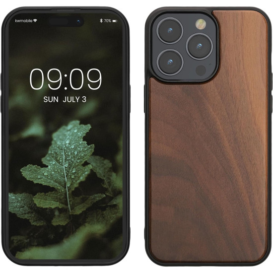 KWmobile Σκληρή Ξύλινη Θήκη με TPU Bumper - Apple iPhone 15 Pro Max - Walnut / Dark Brown (62010.18)