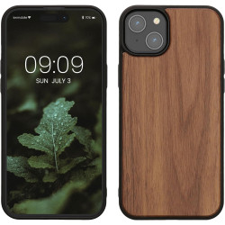 KWmobile Σκληρή Ξύλινη Θήκη με TPU Bumper - Apple iPhone 15 Plus - Walnut / Dark Brown (62008.18)