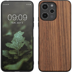 KWmobile Σκληρή Ξύλινη Θήκη με TPU Bumper - Xiaomi Redmi 12 - Walnut / Dark Brown (61881.18)