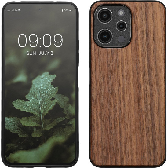 KWmobile Σκληρή Ξύλινη Θήκη με TPU Bumper - Xiaomi Redmi 12 - Walnut / Dark Brown (61881.18)