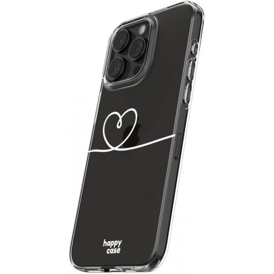 HappyCase Διάφανη Θήκη Σιλικόνης Apple iPhone 15 Pro - Heart Print (8719246420368)