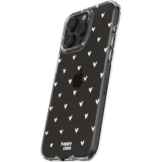 HappyCase Διάφανη Θήκη Σιλικόνης Apple iPhone 15 Pro - Hearts Print (8719246420399)