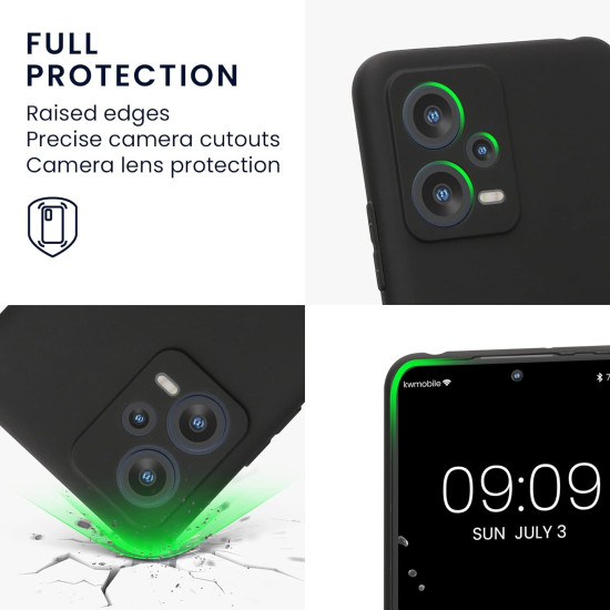KWmobile Θήκη Σιλικόνης Xiaomi Redmi Note 12 5G / Poco X5 με Πλαίσιο Κάμερας - Black Matte (60887.47)