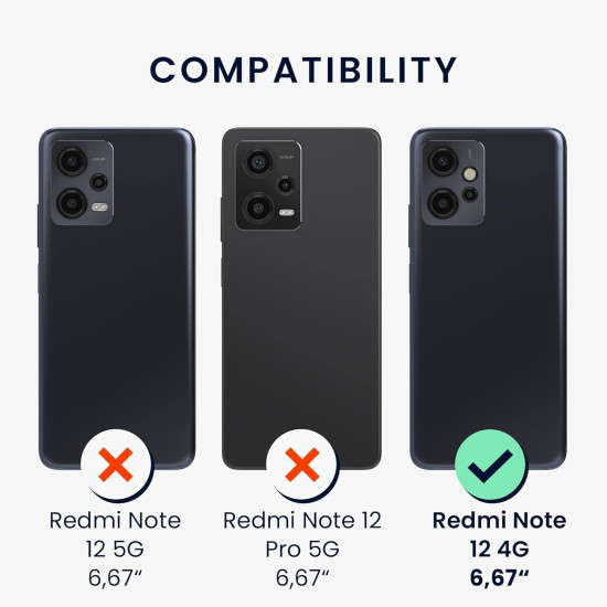 KWmobile Θήκη Σιλικόνης Xiaomi Redmi Note 12 4G με Πλαίσιο Κάμερας - Black Matte (61181.47)