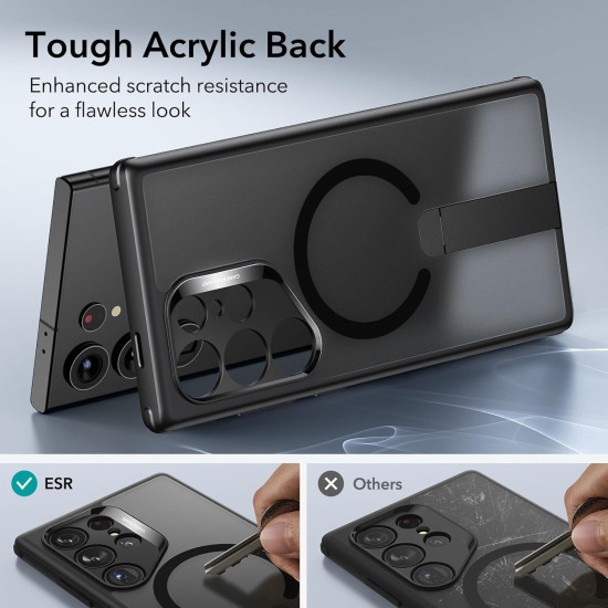 Ημιδιάφανη Ανθεκτική MagSafe Σκληρή Θήκη με Kickstand - Samsung Galaxy S24 Ultra - ESR Boost Flickstand HaloLock Case - Frosted Black (4894240189894)