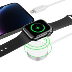 Tech-Protect Ultraboost 2in1 Magnetic Cable - Μαγνητικός Ασύρματος Φορτιστής USB-A σε Apple Watch / Lightning - 2.5W - 2.4A - 150cm - White (9490713932780)