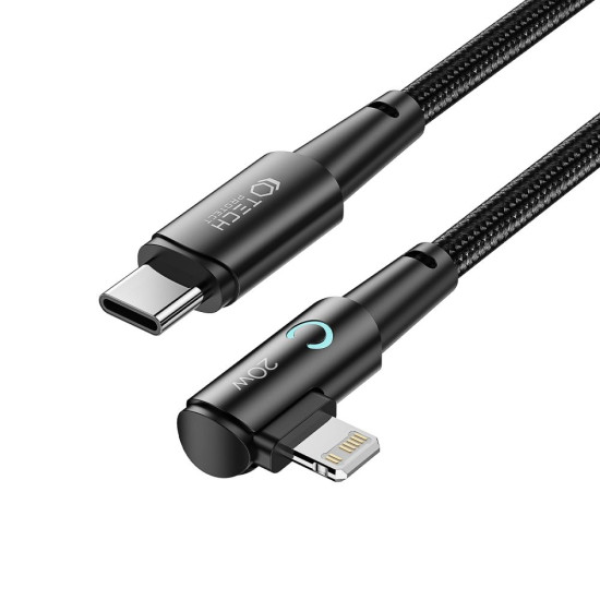 Tech-Protect Ultraboost Cable "L" - Καλώδιο Φόρτισης και Μεταφοράς Δεδομένων Type-C σε Lightning Ορθή Γωνία - 100cm - 20W - 3A - Grey (9490713935330)