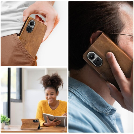 Rosso Element PU Θήκη Πορτοφόλι Oppo Reno10 - Brown (8719246427558)