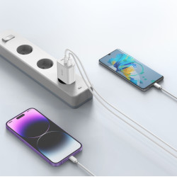 Tech-Protect C30W - Ταχυφορτιστής Ταξιδιού / Αντάπτορας με 1 x USB-A / 2 x Type-C - 30W - White (9490713935262)