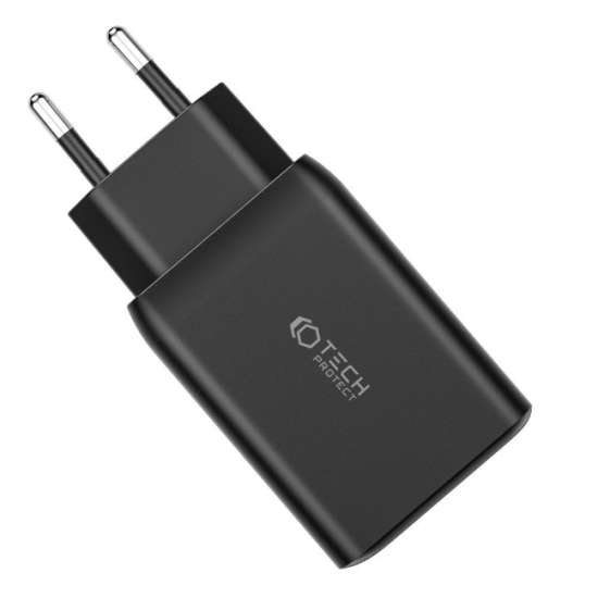 Tech-Protect C65W - Ταχυφορτιστής Ταξιδιού / Αντάπτορας με 1 x USB-A / 2 x Type-C - 65W - Black (9490713934524)