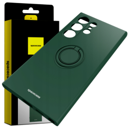 Θήκη Σιλικόνης με Μεταλλικό Μαγνητικό Ring Holder - Samsung Galaxy S24 Ultra - Spacecase Silicone Ring - Dark Green (5905719106805)