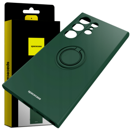 Θήκη Σιλικόνης με Μεταλλικό Μαγνητικό Ring Holder - Samsung Galaxy S24 Ultra - Spacecase Silicone Ring - Dark Green (5905719106805)