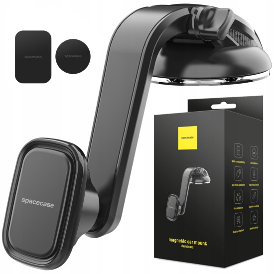 Spacecase SC11 Dashboard Magnetic Car Holder - Universal Μαγνητική Βάση Κινητών με Βεντούζα για Ταμπλό Αυτοκινήτου - Black (5905719039042)
