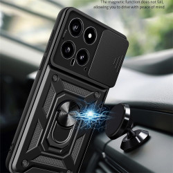 Ανθεκτική Θήκη με Κάλυμμα για την Κάμερα & Μεταλλικό Ring Holder - Xiaomi 14 - Bodycell Armor Slide - Black (5206015072741)