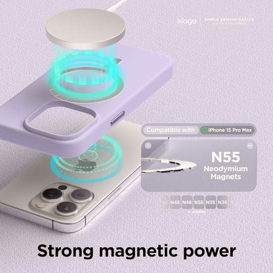 Elago Magnetic Silicone Case - Premium MagSafe Θήκη Σιλικόνης - Apple iPhone 15 Pro Max - Purple (ES15MSSC67PRO-PU)