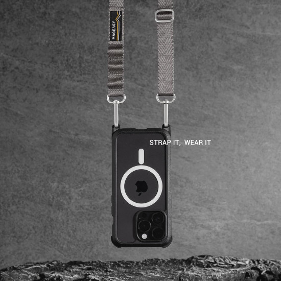 SwitchEasy MagEasy Sling Strap & Strap Card 20mm - Αποσπώμενο Λουράκι Λαιμού για Θήκες Κινητών iPhone - Concrete Gray (MPHIPH143CR23)