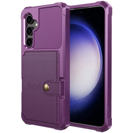 HappyCase 3 σε 1 - Θήκη Σιλικόνης με Ενσωματωμένο PU Πορτοφόλι - Samsung Galaxy S23 FE - Purple (8719246420788)