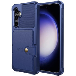 HappyCase 3 σε 1 - Θήκη Σιλικόνης με Ενσωματωμένο PU Πορτοφόλι - Samsung Galaxy S23 FE - Dark Blue (8719246421389)