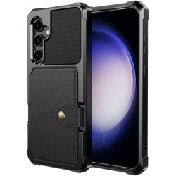 HappyCase 3 σε 1 - Θήκη Σιλικόνης με Ενσωματωμένο PU Πορτοφόλι - Samsung Galaxy S23 FE - Black (8719246409226)