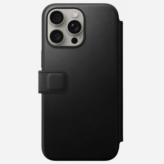 Θήκη iPhone 15 Pro Max Nomad Modern Leather Folio Δερμάτινο Πορτοφόλι με MagSafe - Black (NM01632085)