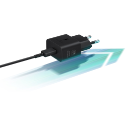 Official Samsung T2510 Fast Travel Charger - Ταχυφορτιστής Ταξιδιού / Αντάπτορας με 1 Θύρα x Type-C & Καλώδιο Φόρτισης Type-C σε Type-C - 100cm - 25W - Black (EP-T2510XBEGEU)