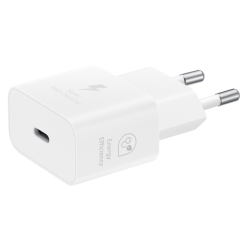 Official Samsung T2510 Fast Travel Charger - Ταχυφορτιστής Ταξιδιού / Αντάπτορας με 1 x Type-C - 25W - White (EP-T2510NWEGEU)