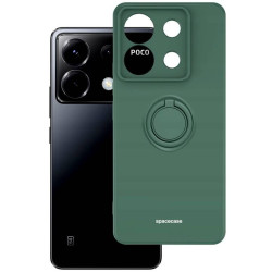Θήκη Σιλικόνης με Μεταλλικό Μαγνητικό Ring Holder - Xiaomi Redmi Note 13 Pro 5G / Poco X6 - Spacecase Silicone Ring - Dark Green (5905719108069)