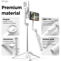 Elago Magnetic Selfie Stick - Βάση MagSafe / Ασύρματο Bluetooth Selfie Stick / Τρίποδο με Τηλεχειριστήριο - White (EMSSTICK-WH)