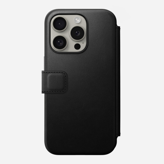 Nomad Modern Leather Folio - MagSafe Δερμάτινη Θήκη - Πορτοφόλι Apple iPhone 15 Pro - Black (NM01627685)