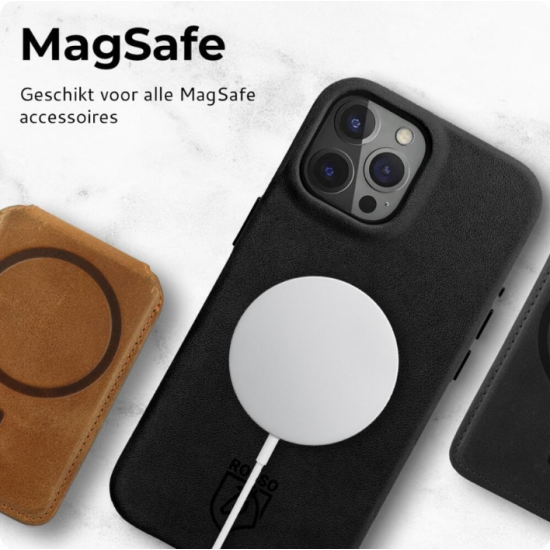 Rosso Elite Back Cover - Δερμάτινη Θήκη MagSafe - Apple iPhone 15 Pro Max - Black (8719246442025)