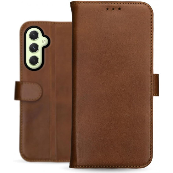 Δερμάτινη Θήκη Πορτοφόλι - Samsung Galaxy A35 - Rosso Deluxe - Brown (8719246438356)