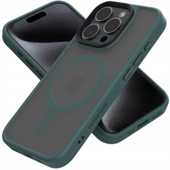 Spacecase Hybrid MagSafe - Σκληρή Ημιδιάφανη Θήκη MagSafe - Apple iPhone 15 Pro - Dark Green (5905719103217)