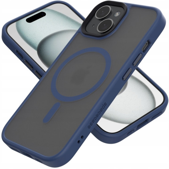 Spacecase Hybrid MagSafe - Σκληρή Ημιδιάφανη Θήκη MagSafe - Apple iPhone 15 Plus - Dark Blue (5905719103163)