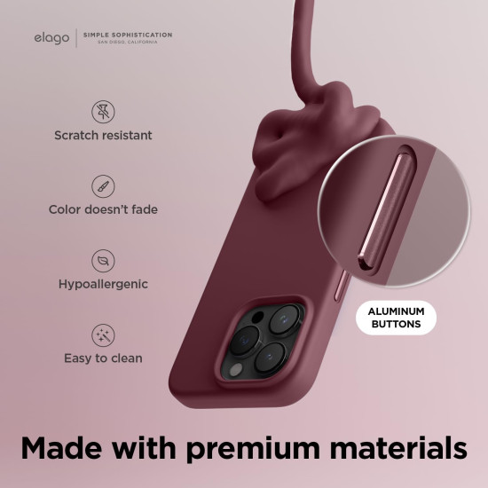 Elago Magnetic Silicone Case - Premium MagSafe Θήκη Σιλικόνης - Apple iPhone 15 Pro - Burgundy (ES15MSSC61PRO-BGD)