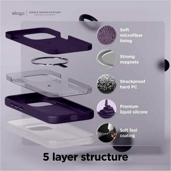 Elago Magnetic Silicone Case - Premium MagSafe Θήκη Σιλικόνης - Apple iPhone 15 Pro Max - Deep Purple (ES15MSSC67PRO-DPU)