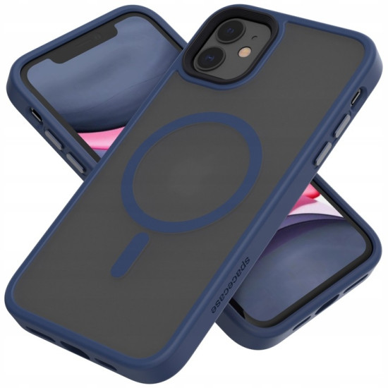 Spacecase Hybrid MagSafe - Σκληρή Ημιδιάφανη Θήκη MagSafe - Apple iPhone 11 - Dark Blue (5905719103323)