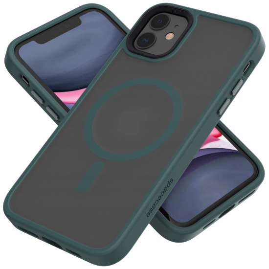 Spacecase Hybrid MagSafe - Σκληρή Ημιδιάφανη Θήκη MagSafe - Apple iPhone 11 - Dark Green (5905719103330)