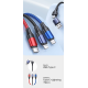 Usams 3 in 2 U71 - Καλώδιο Φόρτισης Type-C & USB-A σε Type-C / Lightning / MicroUSB - 120cm - 3A - Multicolor (US-SJ549)