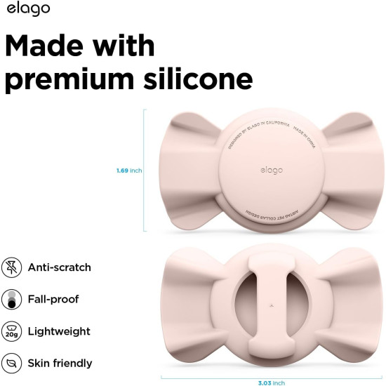 Elago Ribbon Pet Collar Case - Θήκη Premium Σιλικόνης Apple AirTag 2 / 1 για Κολάρο Κατοικιδίων - Sand Pink (EAT-RIBBON-PET-SPK)